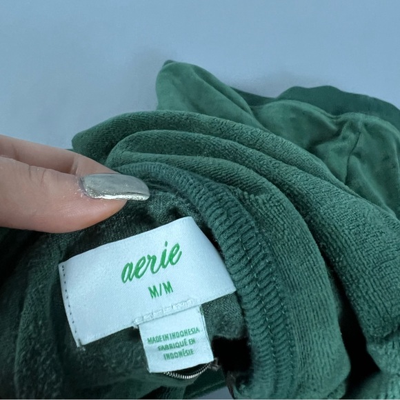 Aerie Green Velour Zip-Up Hoodie - Picture 4 of 4